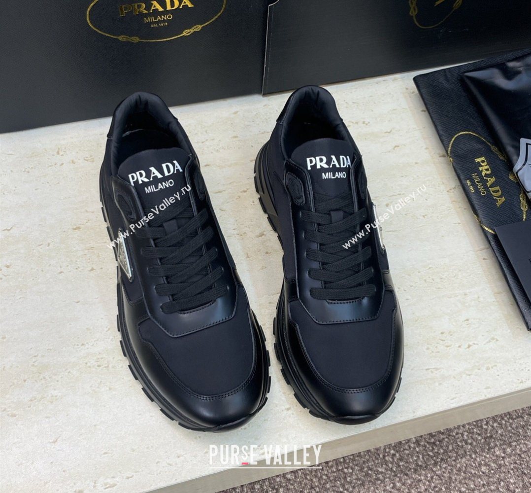 Prada Mens Prax 01 nylon and leather sneakers Black2 2026 1E804M (KL-260228044)