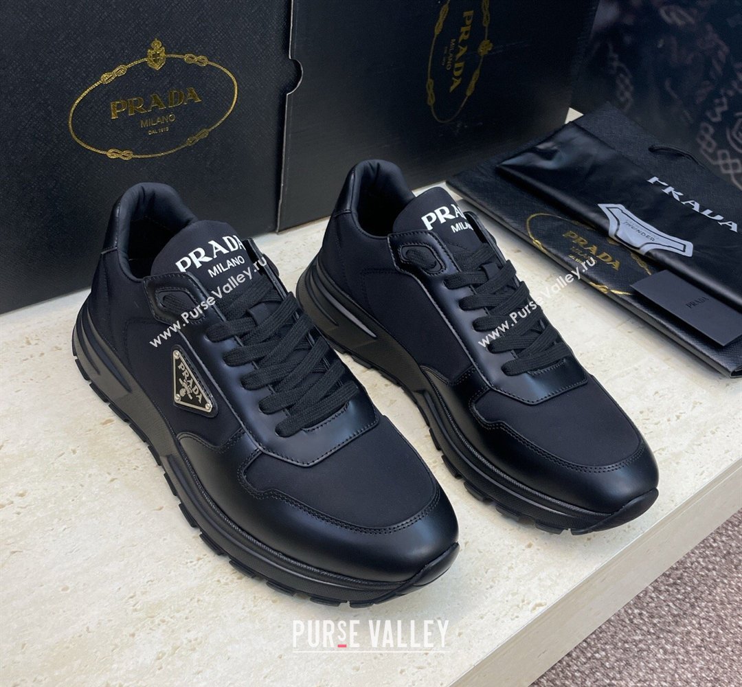 Prada Mens Prax 01 nylon and leather sneakers Black2 2026 1E804M (KL-260228044)