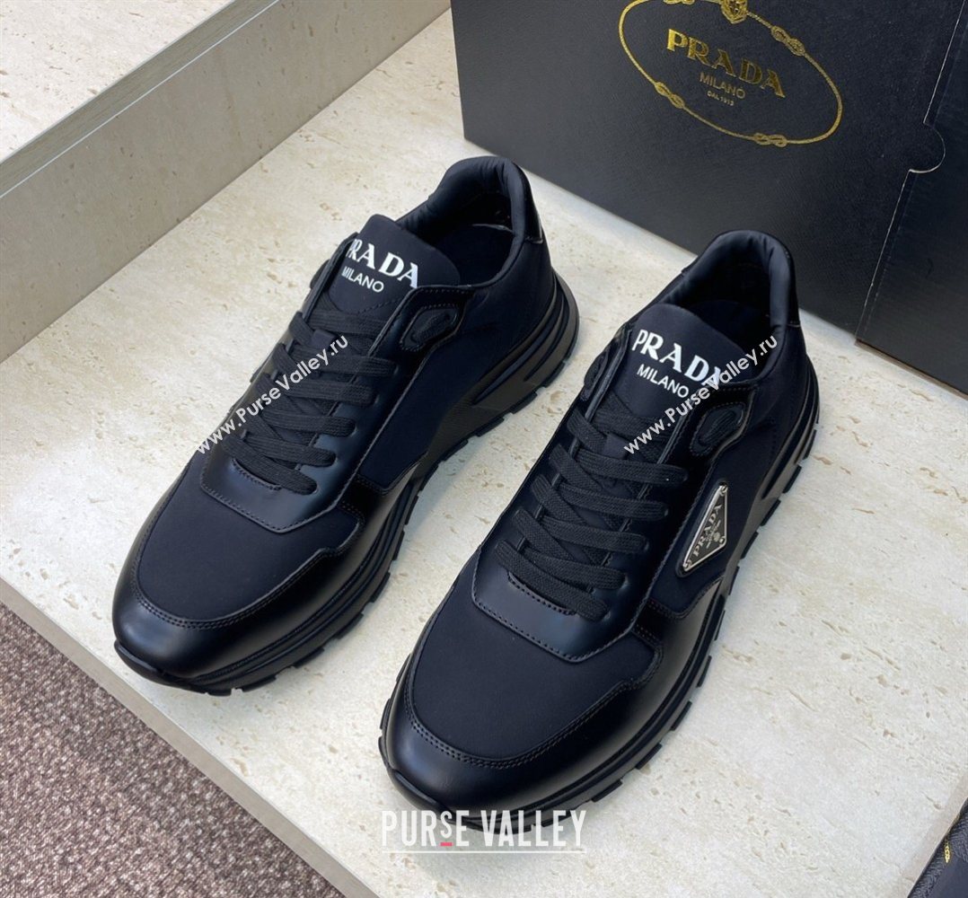 Prada Mens Prax 01 nylon and leather sneakers Black2 2026 1E804M (KL-260228044)