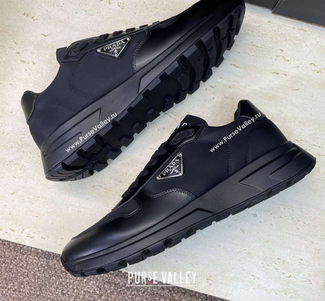 Prada Mens Prax 01 nylon and leather sneakers Black2 2026 1E804M (KL-260228044)