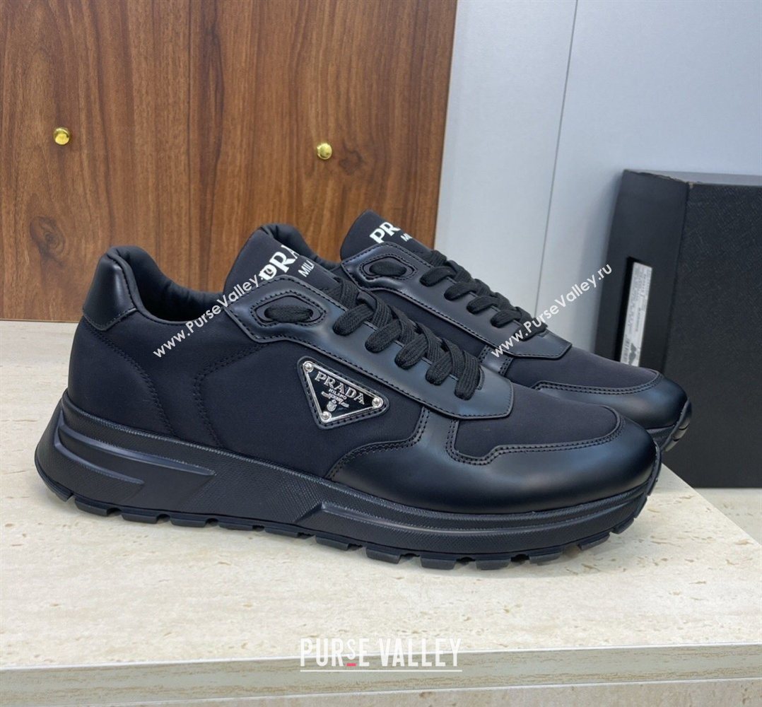 Prada Mens Prax 01 nylon and leather sneakers Black2 2026 1E804M (KL-260228044)
