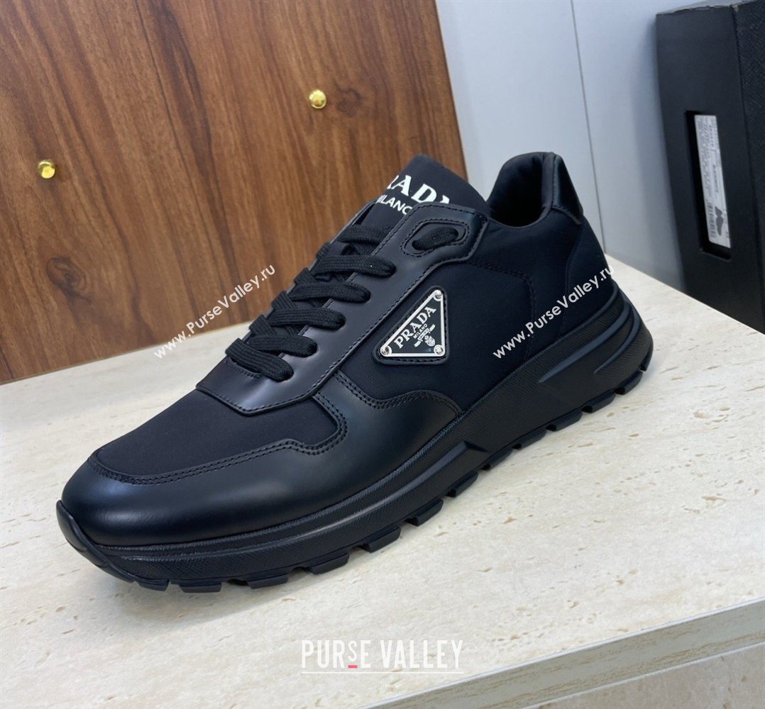 Prada Mens Prax 01 nylon and leather sneakers Black2 2026 1E804M (KL-260228044)