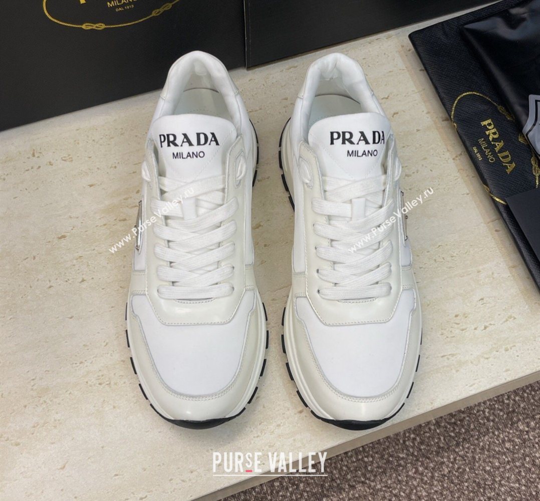 Prada Mens Prax 01 nylon and leather sneakers White2 2026 1E804M (KL-260228045)