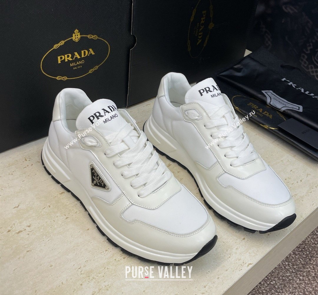 Prada Mens Prax 01 nylon and leather sneakers White2 2026 1E804M (KL-260228045)