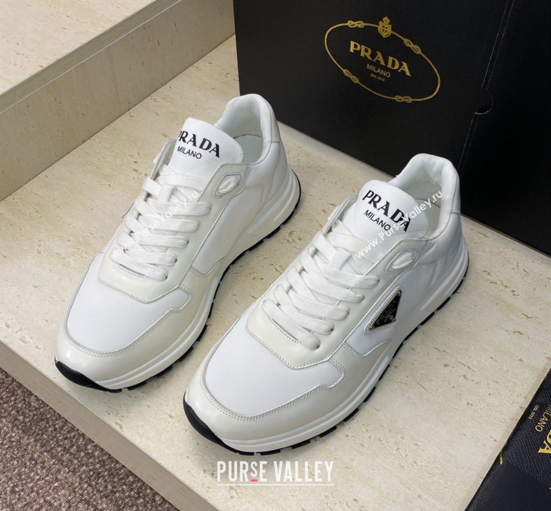 Prada Mens Prax 01 nylon and leather sneakers White2 2026 1E804M (KL-260228045)