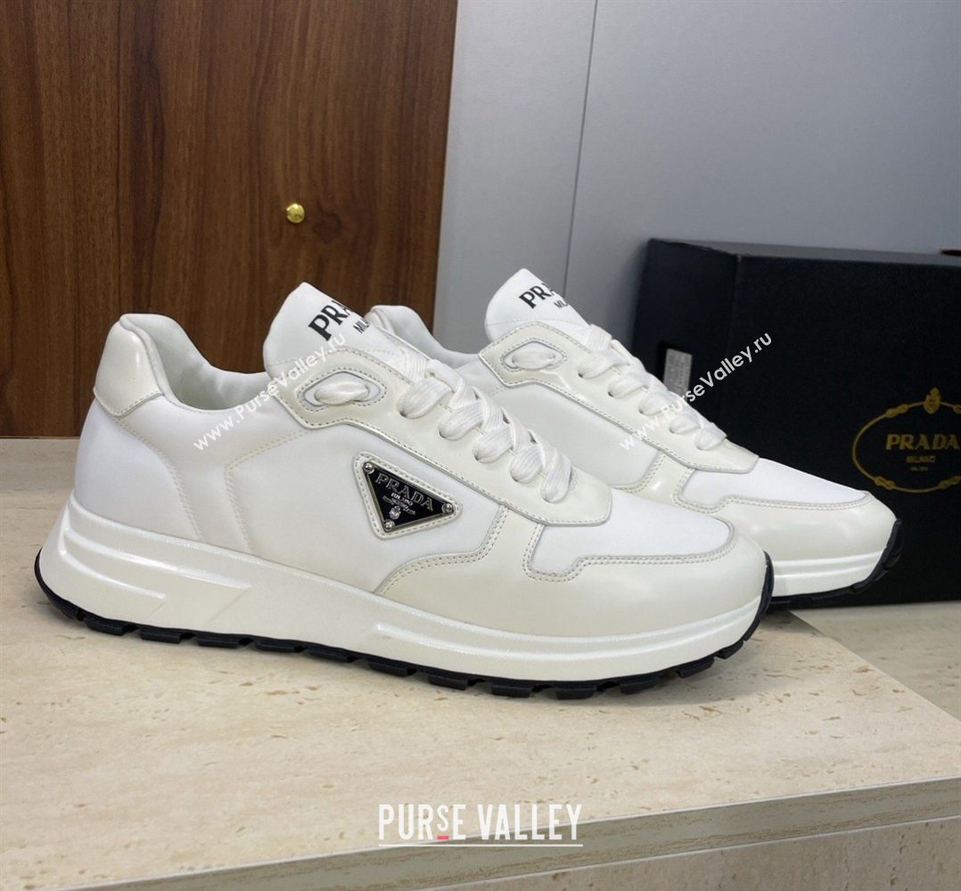 Prada Mens Prax 01 nylon and leather sneakers White2 2026 1E804M (KL-260228045)