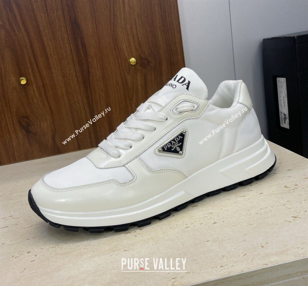 Prada Mens Prax 01 nylon and leather sneakers White2 2026 1E804M (KL-260228045)