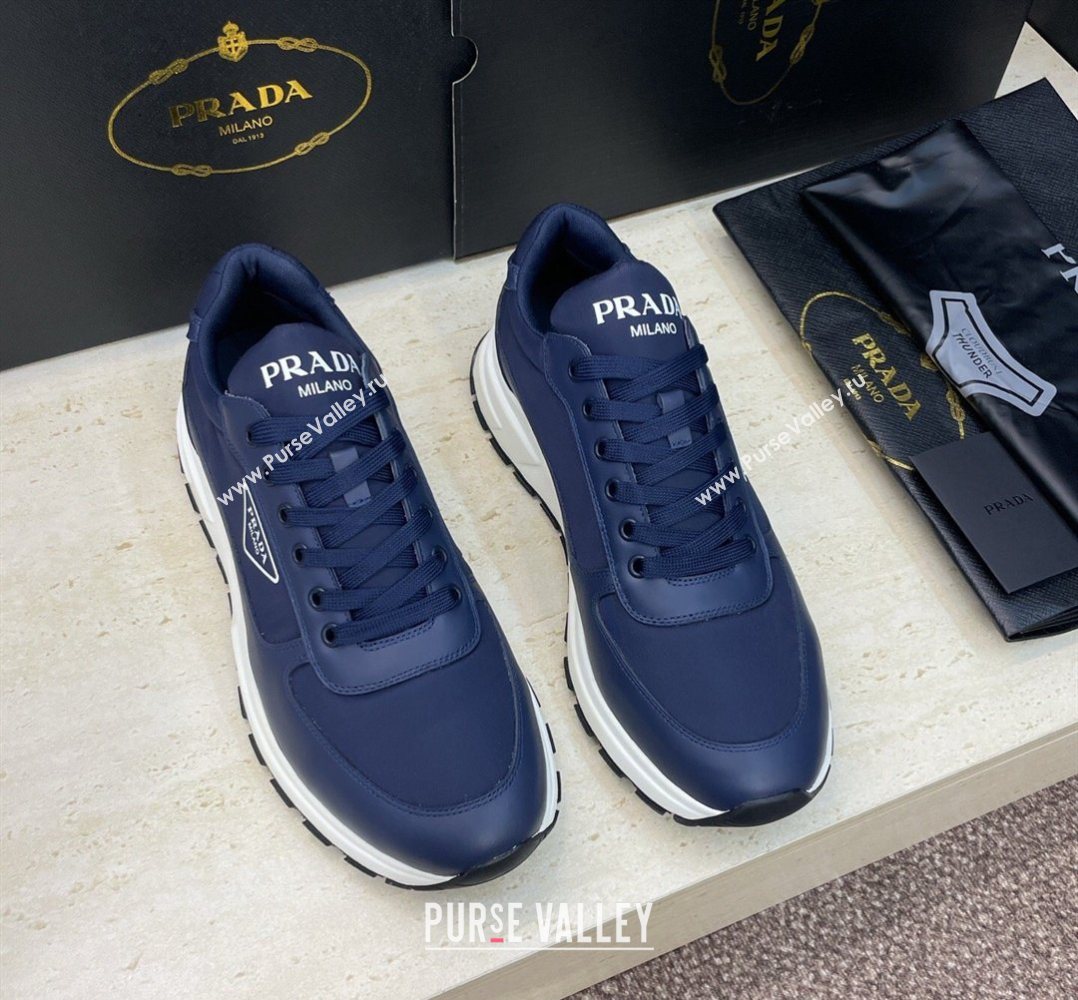 Prada Mens Prax 01 nylon and leather sneakers Blue 2026 1E804M (KL-260228046)
