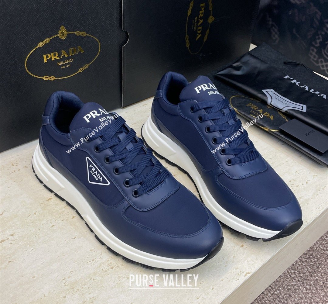 Prada Mens Prax 01 nylon and leather sneakers Blue 2026 1E804M (KL-260228046)