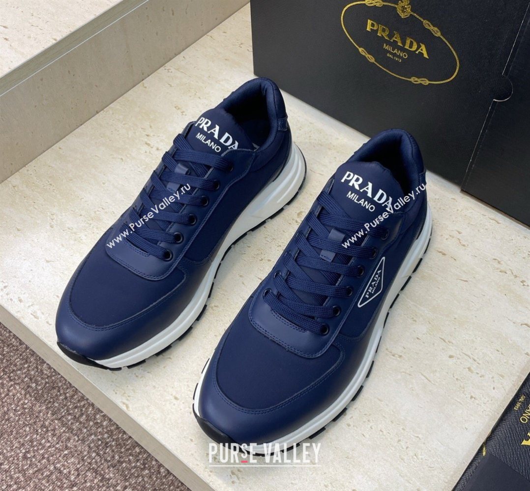 Prada Mens Prax 01 nylon and leather sneakers Blue 2026 1E804M (KL-260228046)