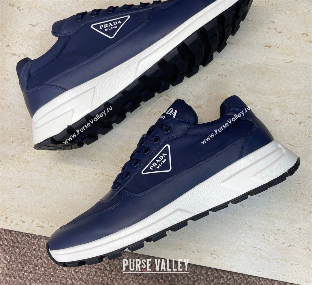 Prada Mens Prax 01 nylon and leather sneakers Blue 2026 1E804M (KL-260228046)