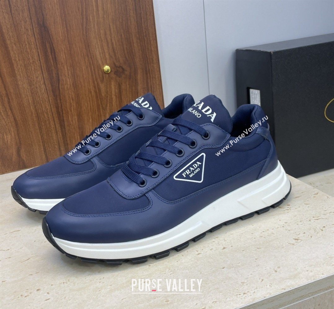 Prada Mens Prax 01 nylon and leather sneakers Blue 2026 1E804M (KL-260228046)