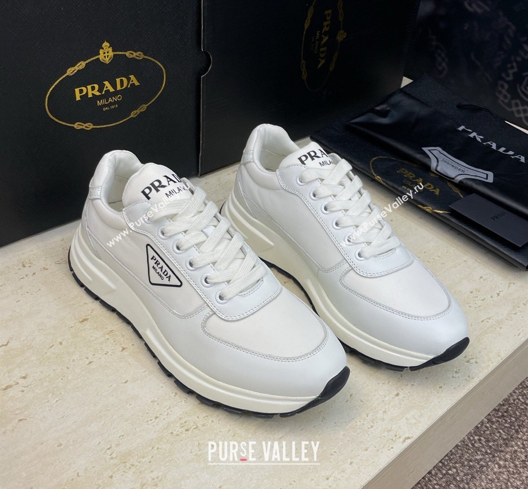 Prada Mens Prax 01 nylon and leather sneakers White3 2026 1E804M (KL-260228047)