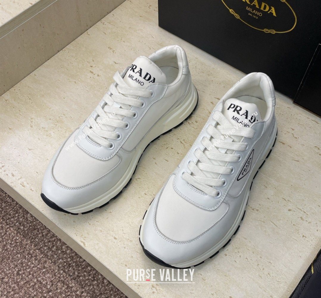 Prada Mens Prax 01 nylon and leather sneakers White3 2026 1E804M (KL-260228047)