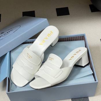 Prada Leather Heel Slides Sandal 3.5cm with Strap White 2026 1XX781 (MD-260228041)