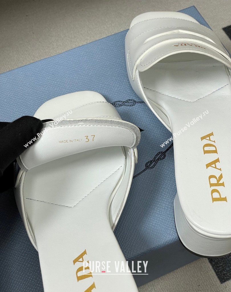 Prada Leather Heel Slides Sandal 3.5cm with Strap White 2026 1XX781 (MD-260228041)