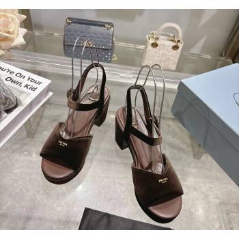 Prada Padded Velvet Platform Sandals 7.5cm Brown 2026 1XZ786 (MD-260228021)