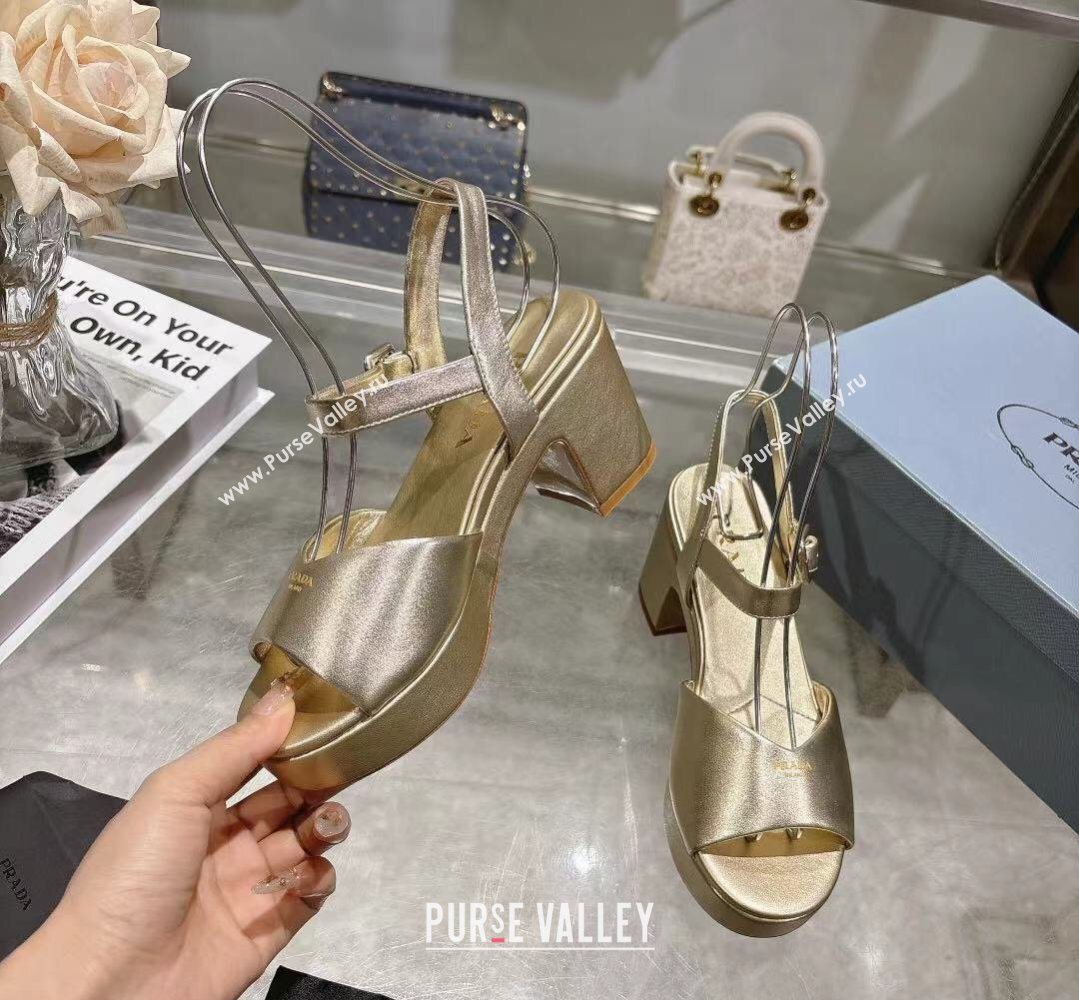 Prada Padded Leather Platform Sandals 7.5cm Platinum 2026 1XZ786 (MD-260228013)