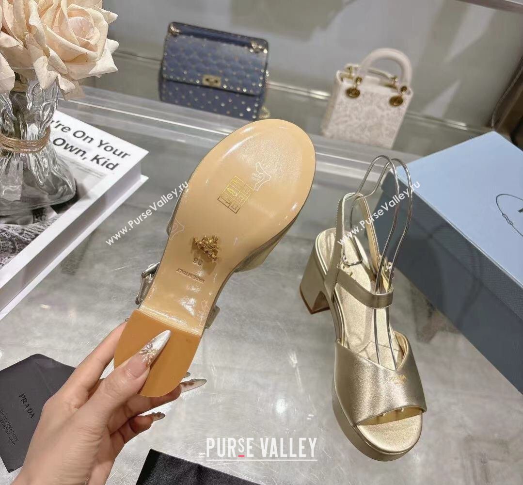 Prada Padded Leather Platform Sandals 7.5cm Platinum 2026 1XZ786 (MD-260228013)