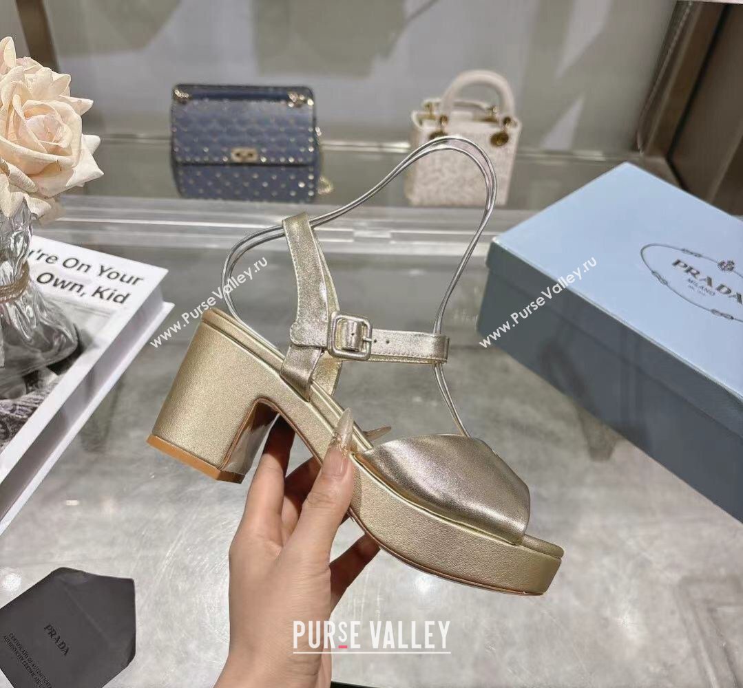 Prada Padded Leather Platform Sandals 7.5cm Platinum 2026 1XZ786 (MD-260228013)