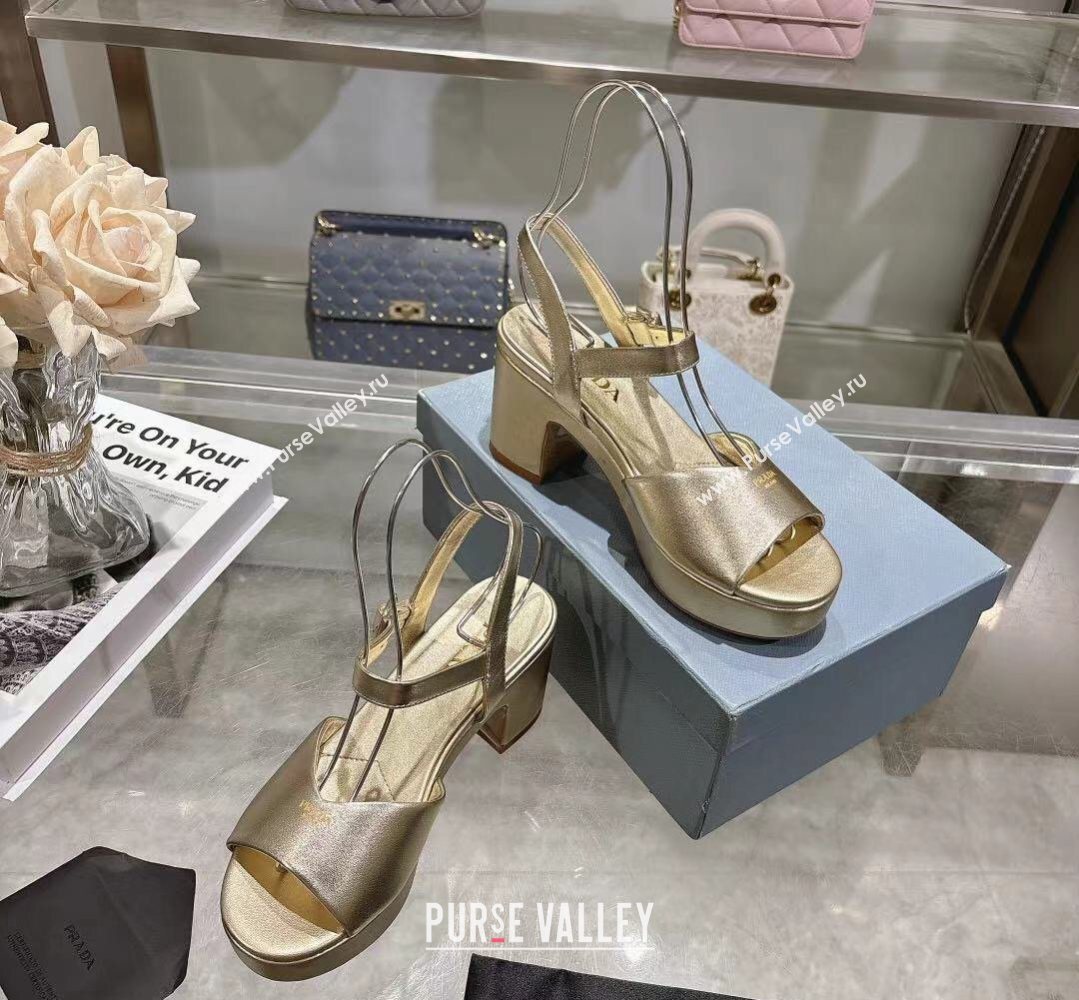 Prada Padded Leather Platform Sandals 7.5cm Platinum 2026 1XZ786 (MD-260228013)