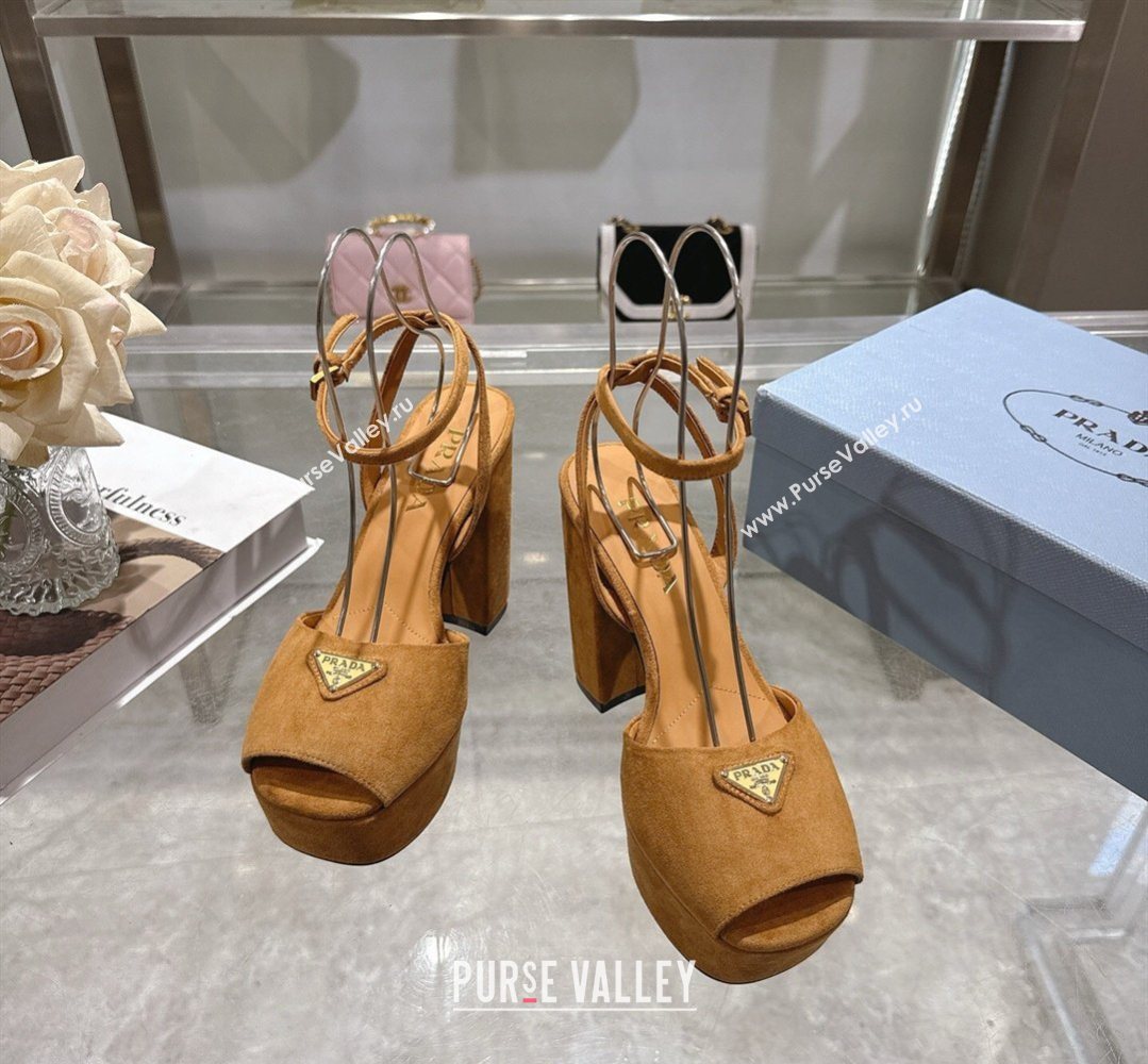 Prada Suede Platform Sandals 11.5cm Light Brown 2026 PR022802 (MD-260228022)