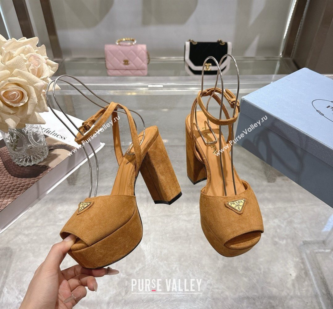 Prada Suede Platform Sandals 11.5cm Light Brown 2026 PR022802 (MD-260228022)