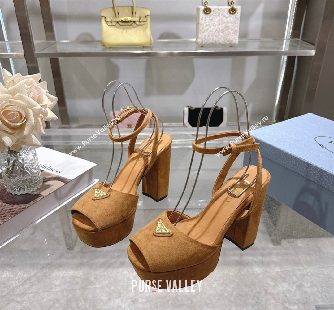 Prada Suede Platform Sandals 11.5cm Light Brown 2026 PR022802 (MD-260228022)