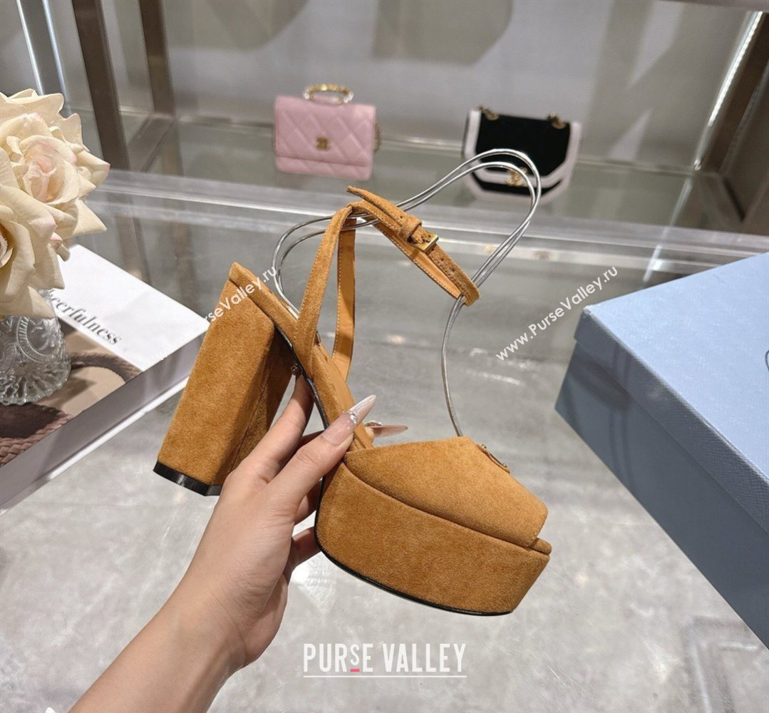 Prada Suede Platform Sandals 11.5cm Light Brown 2026 PR022802 (MD-260228022)