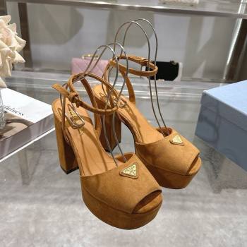 Prada Suede Platform Sandals 11.5cm Light Brown 2026 PR022802 (MD-260228022)