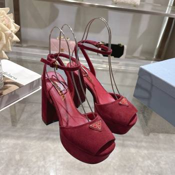 Prada Suede Platform Sandals 11.5cm Burgundy 2026 PR022802 (MD-260228024)