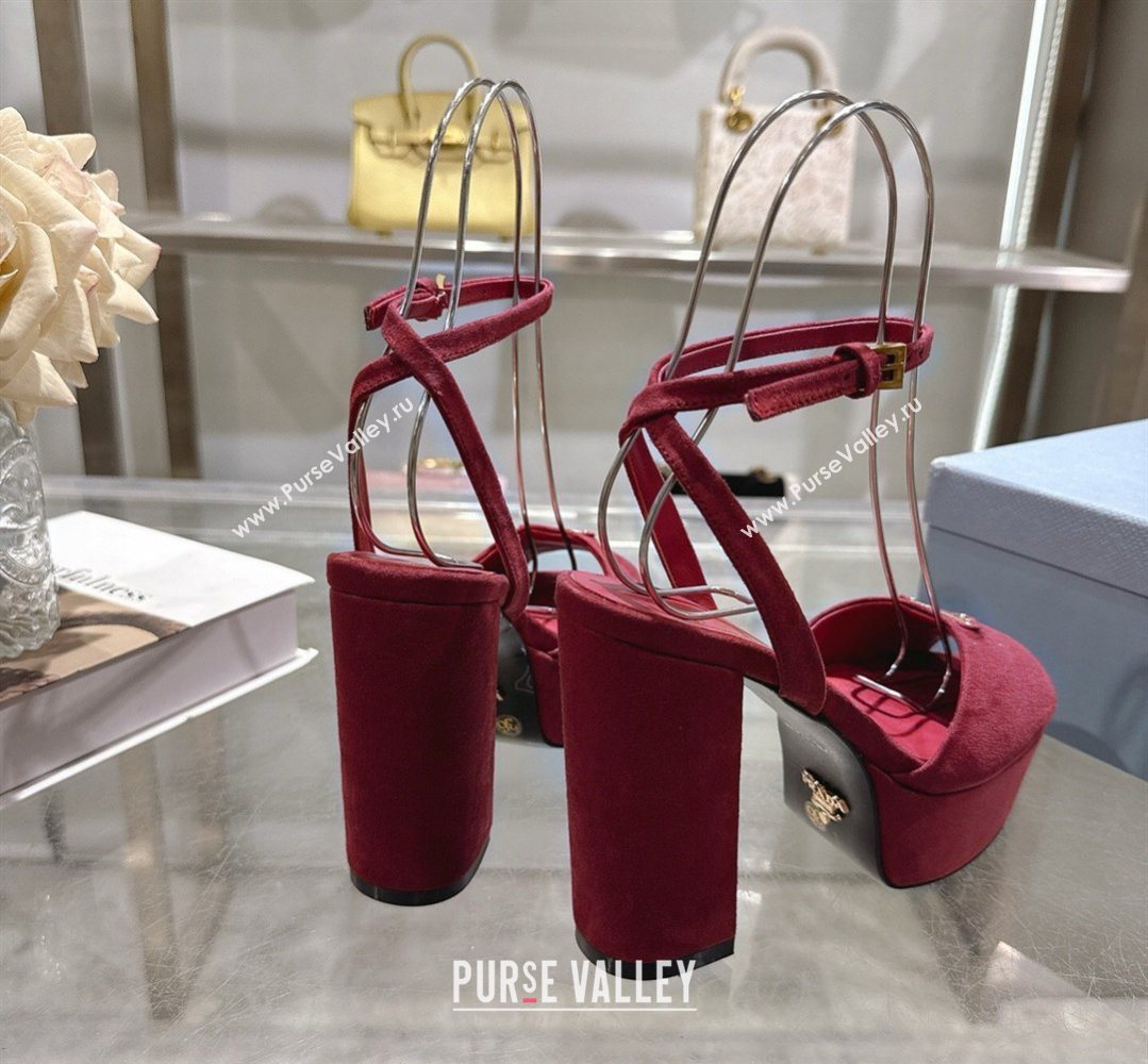 Prada Suede Platform Sandals 11.5cm Burgundy 2026 PR022802 (MD-260228024)