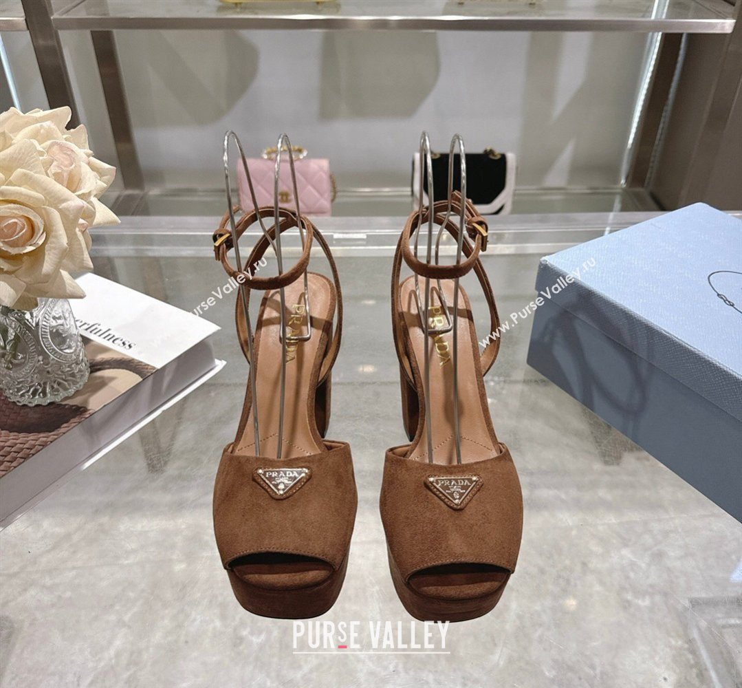Prada Suede Platform Sandals 11.5cm Dark Brown 2026 PR022802 (MD-260228026)