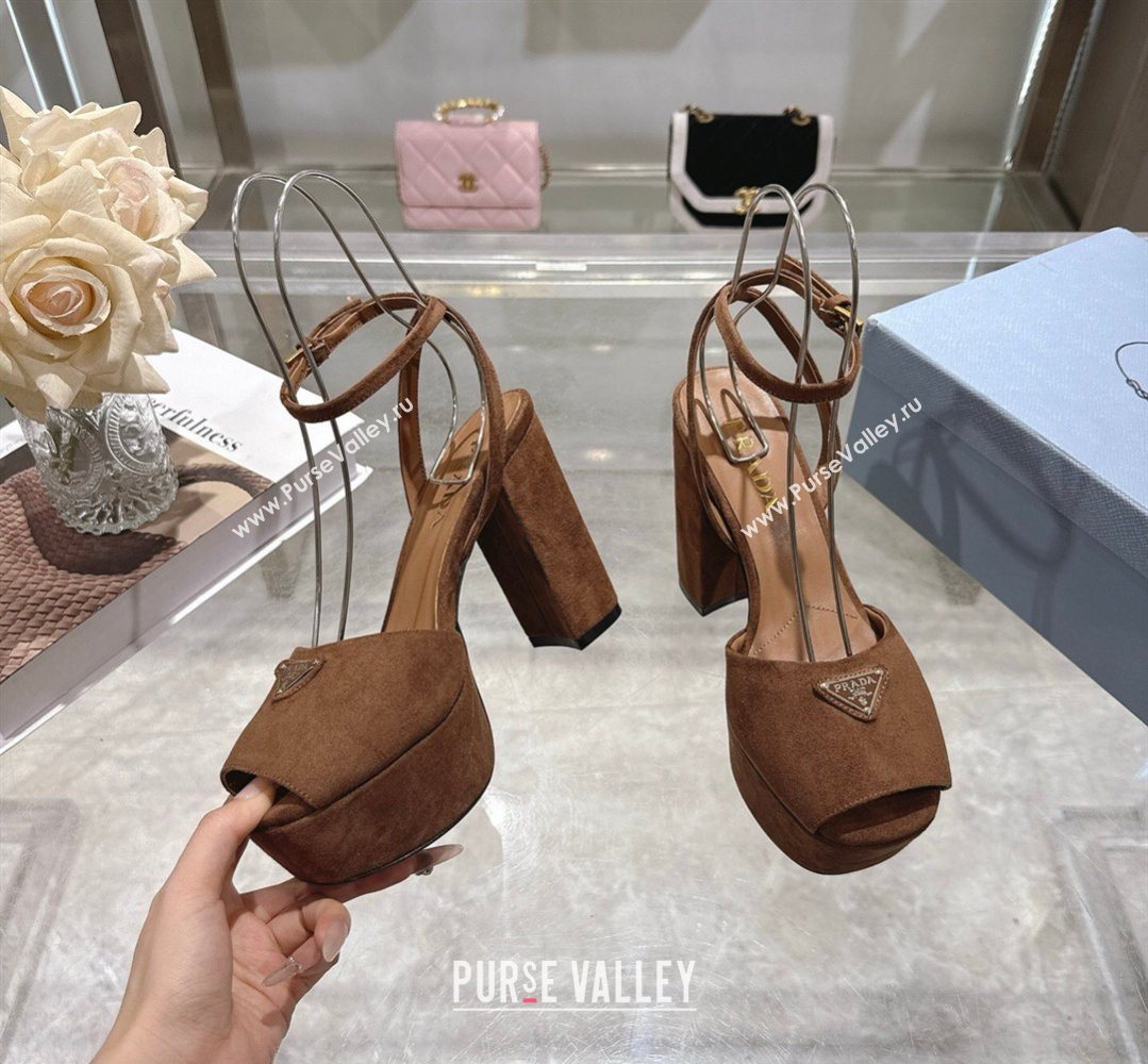 Prada Suede Platform Sandals 11.5cm Dark Brown 2026 PR022802 (MD-260228026)