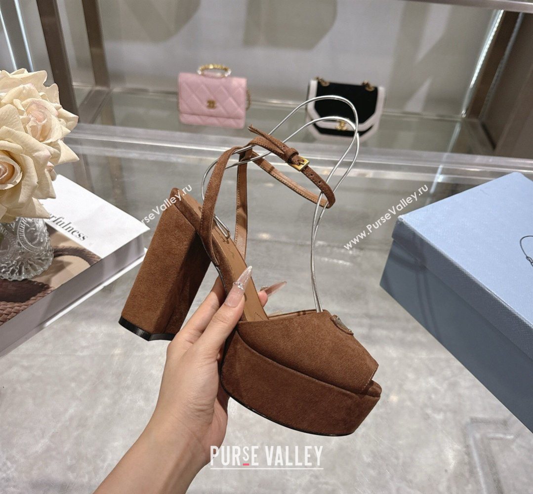 Prada Suede Platform Sandals 11.5cm Dark Brown 2026 PR022802 (MD-260228026)