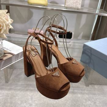 Prada Suede Platform Sandals 11.5cm Dark Brown 2026 PR022802 (MD-260228026)