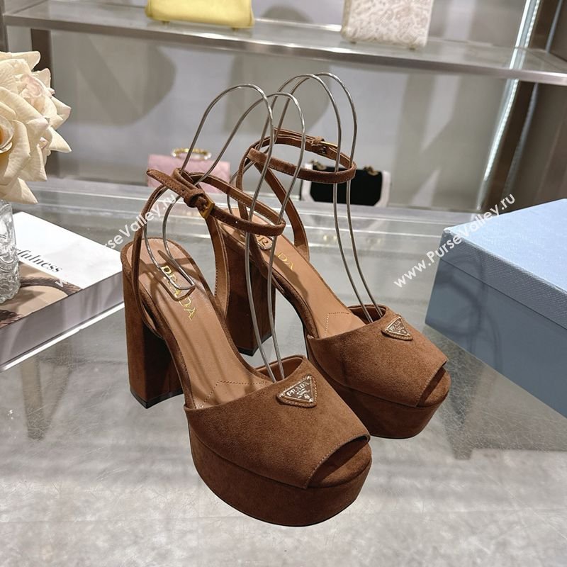 Prada Suede Platform Sandals 11.5cm Dark Brown 2026 PR022802 (MD-260228026)