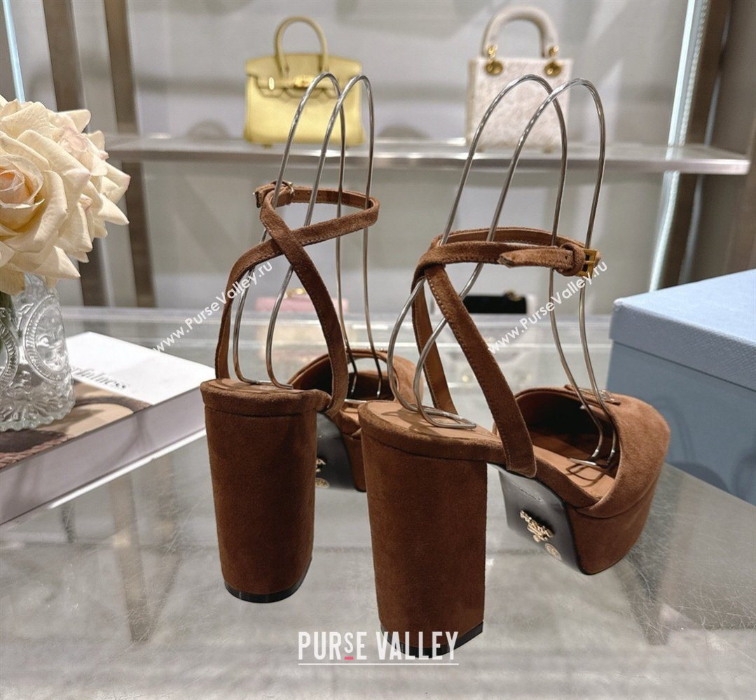 Prada Suede Platform Sandals 11.5cm Dark Brown 2026 PR022802 (MD-260228026)