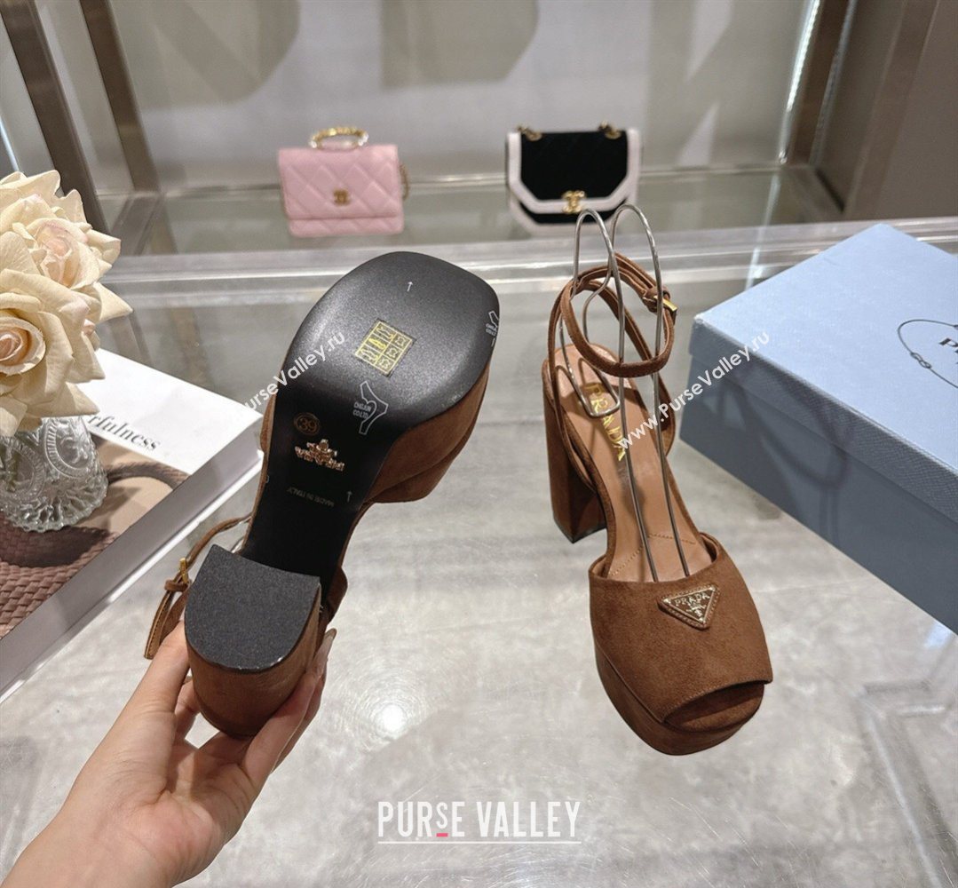 Prada Suede Platform Sandals 11.5cm Dark Brown 2026 PR022802 (MD-260228026)