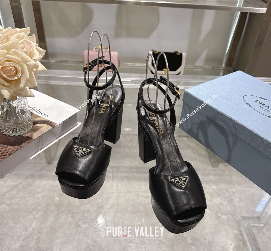 Prada Leather Platform Sandals 11.5cm Black 2026 PR022802 (MD-260228028)