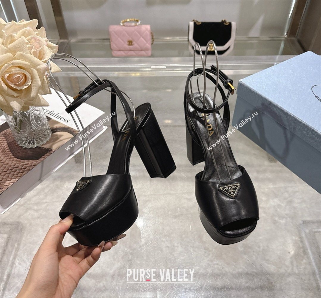 Prada Leather Platform Sandals 11.5cm Black 2026 PR022802 (MD-260228028)