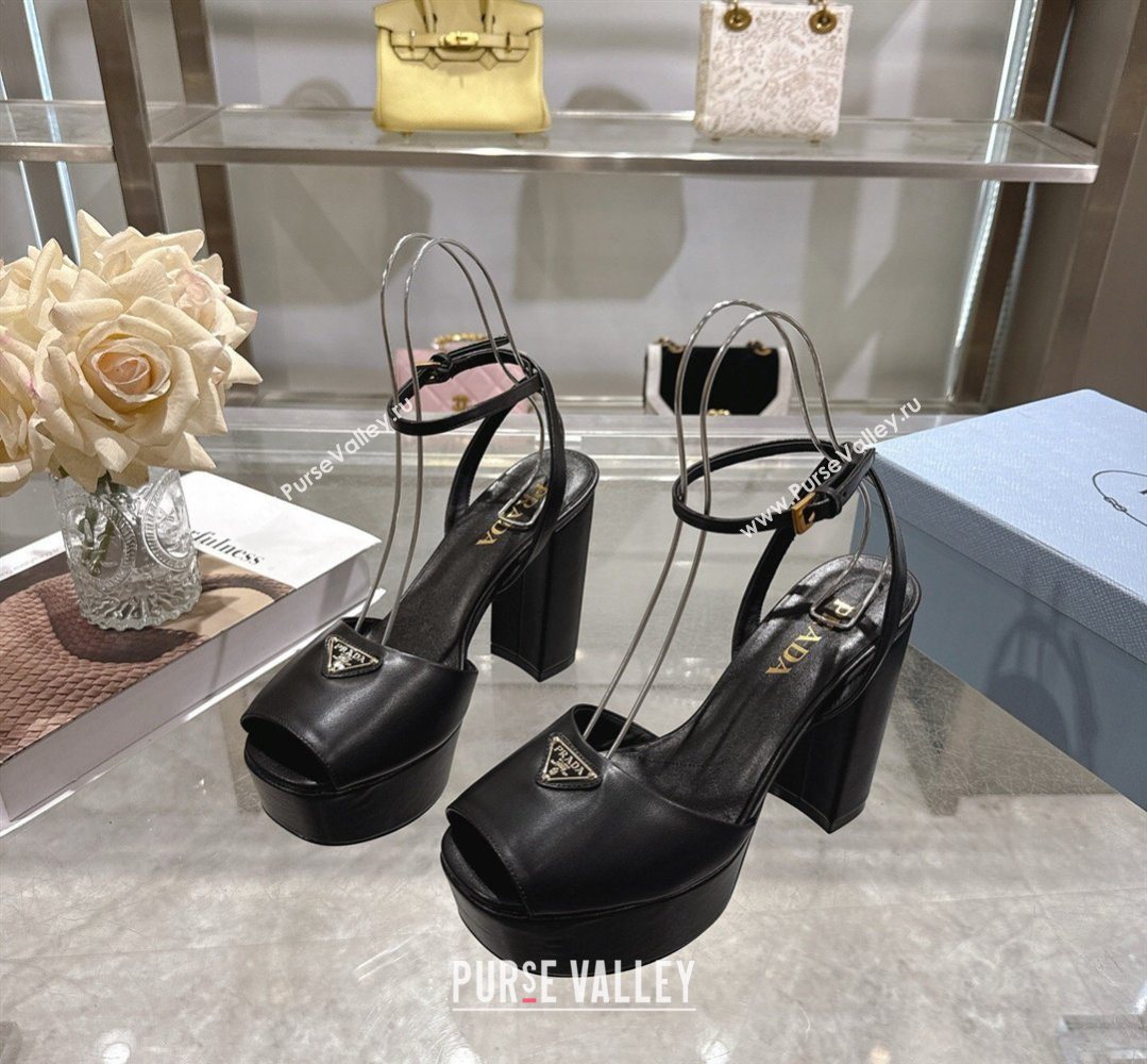 Prada Leather Platform Sandals 11.5cm Black 2026 PR022802 (MD-260228028)