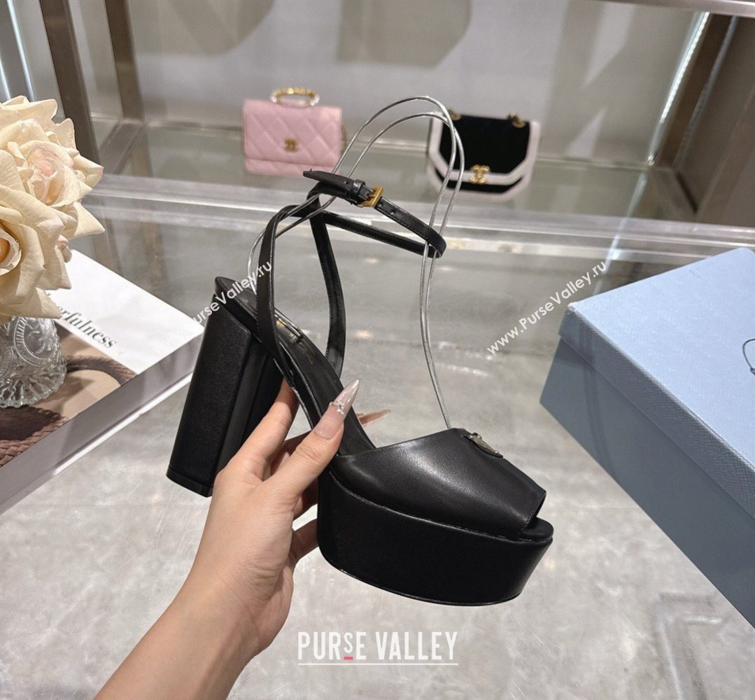 Prada Leather Platform Sandals 11.5cm Black 2026 PR022802 (MD-260228028)