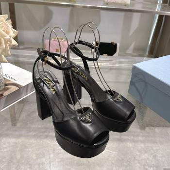 Prada Leather Platform Sandals 11.5cm Black 2026 PR022802 (MD-260228028)