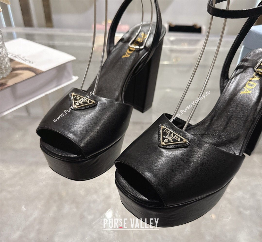 Prada Leather Platform Sandals 11.5cm Black 2026 PR022802 (MD-260228028)