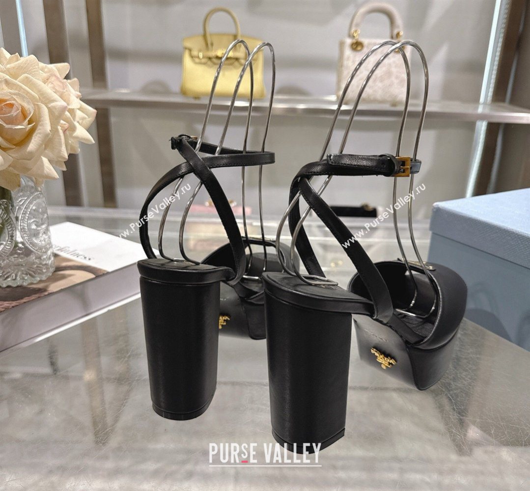 Prada Leather Platform Sandals 11.5cm Black 2026 PR022802 (MD-260228028)