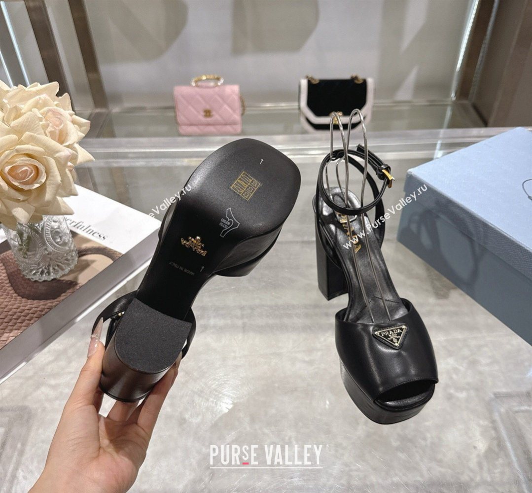 Prada Leather Platform Sandals 11.5cm Black 2026 PR022802 (MD-260228028)