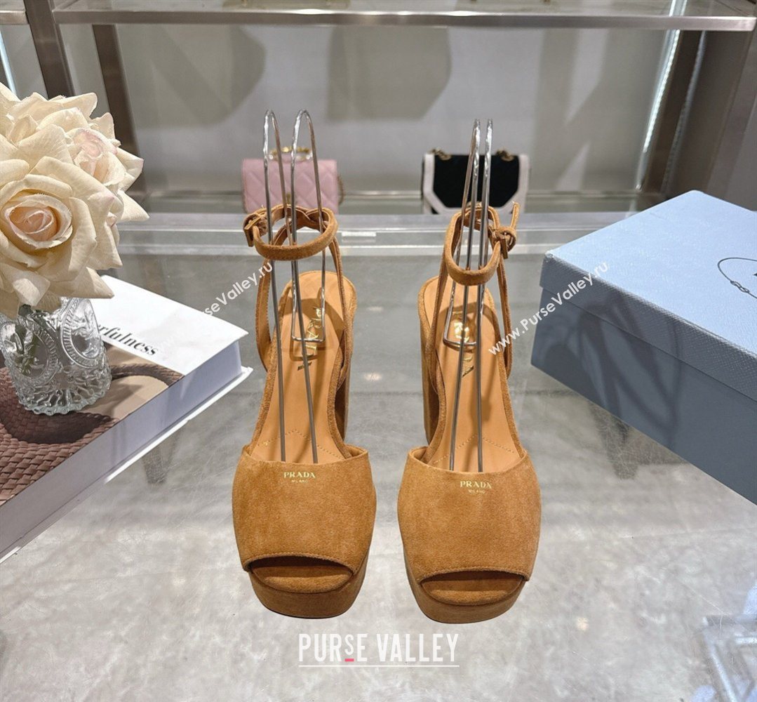 Prada Suede Platform Sandals 11.5cm Light Brown 2026 1XP48B (MD-260228027)