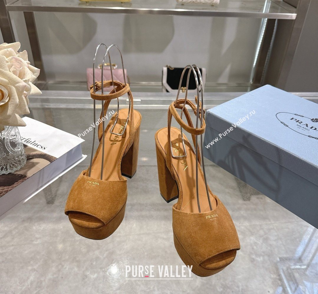 Prada Suede Platform Sandals 11.5cm Light Brown 2026 1XP48B (MD-260228027)