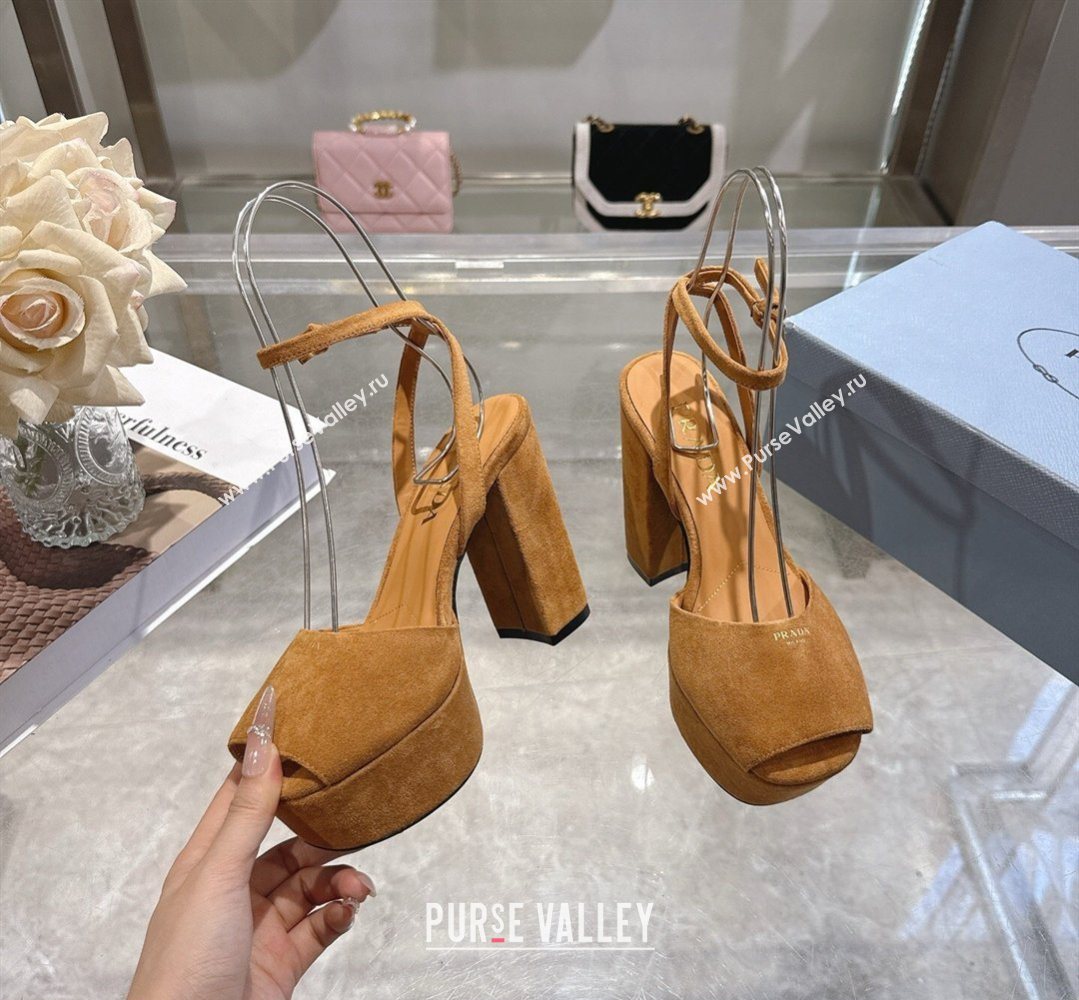 Prada Suede Platform Sandals 11.5cm Light Brown 2026 1XP48B (MD-260228027)